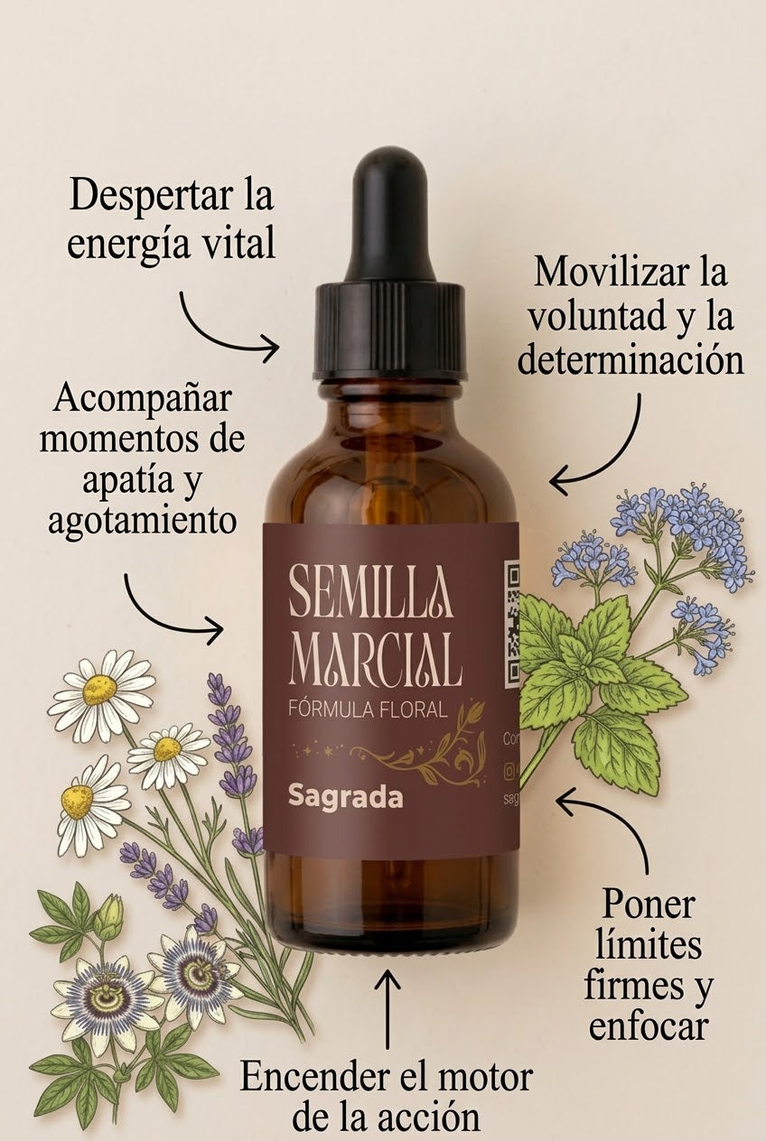 Semilla Marcial -Fórmula Floral 30 ml para la fuerza en acción y concreción de objetivos